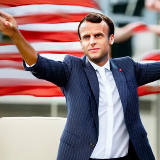 Image similar to Emmanuel Macron in Wolf of Wall Street