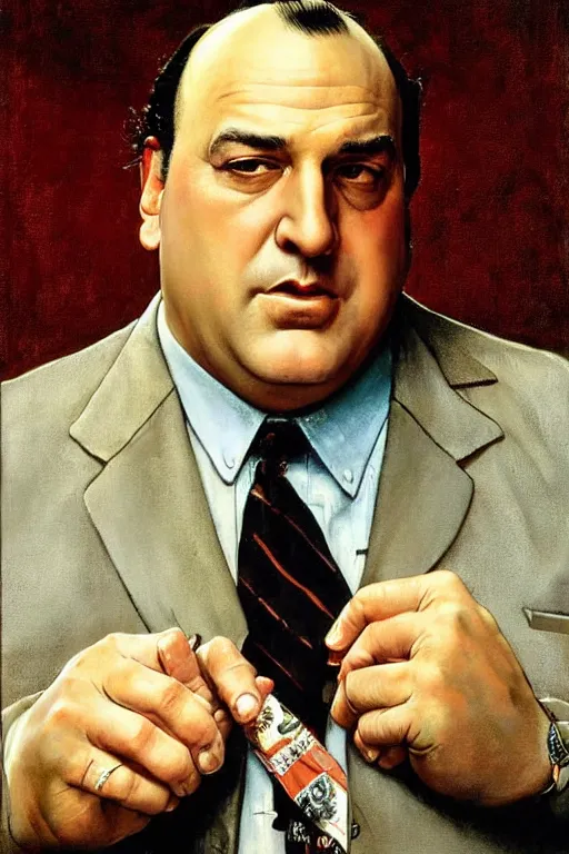 Image similar to tony soprano from the sopranos painted by norman rockwell