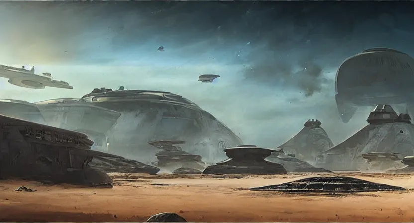 Image similar to the imperial base from Star Wars: Rogue One on Scarif placed on a volcanic planet concept art by Doug Chiang, cinematic,