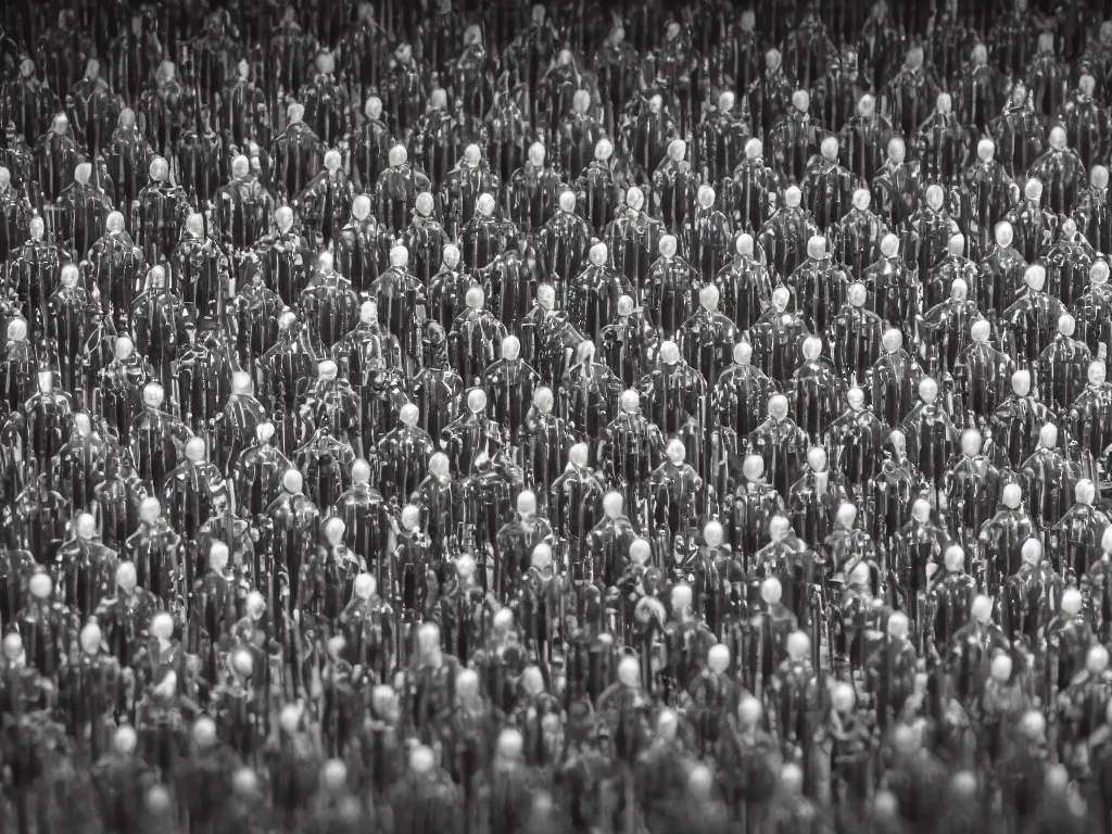 Prompt: army of human like transistors, studio photo, studio lighting, very detailed, lots of details, sharp