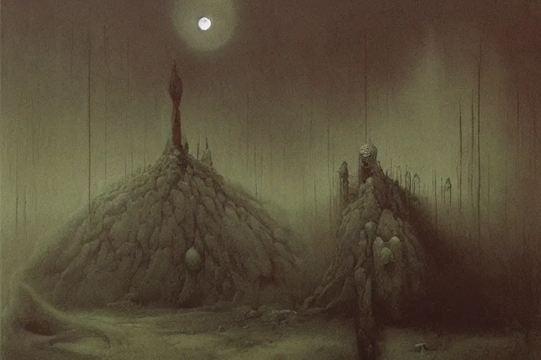 Image similar to zdzislaw beksinski painting of dunwitch horror