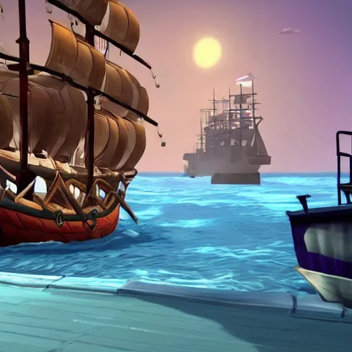 Image similar to hedgehog on a ship in seqa of thieves, epic