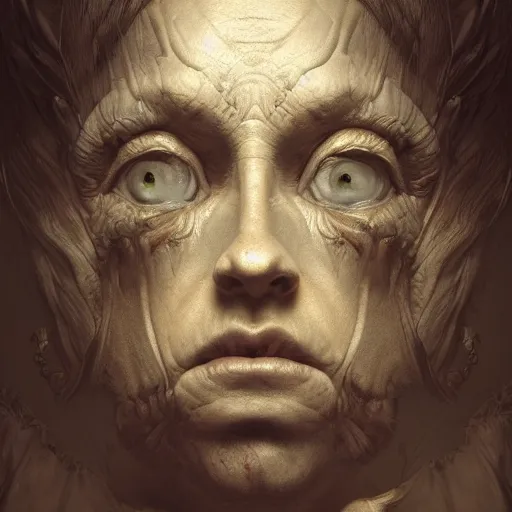 Image similar to horrifying baroque humanoid interface, 8 k, highly detailed, realistic, refined, bautiful, fine art photography, hyper realistic, in the style of greg rutkowski, by artgerm, by gustave dore, by marco turini, photorealistic, elegant, sharp focus, majestic, award winning picture, intricate, artstation,