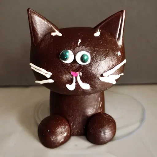 Prompt: cat made from chocolate