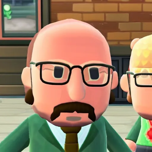 Prompt: walter white in animal crossing