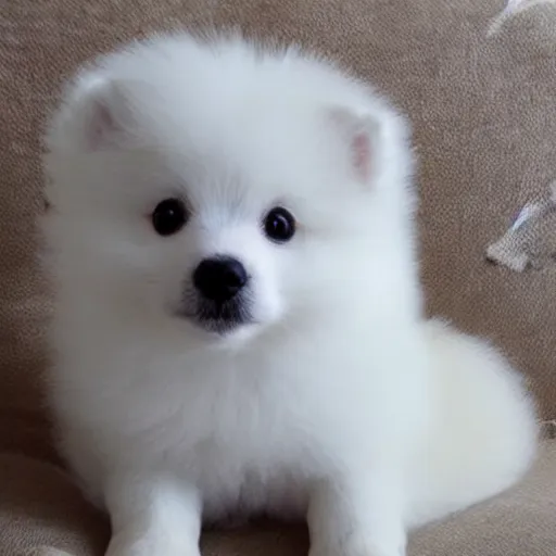 Prompt: a fluffy!!!!!!! cute!!!!!!! white pomeranian