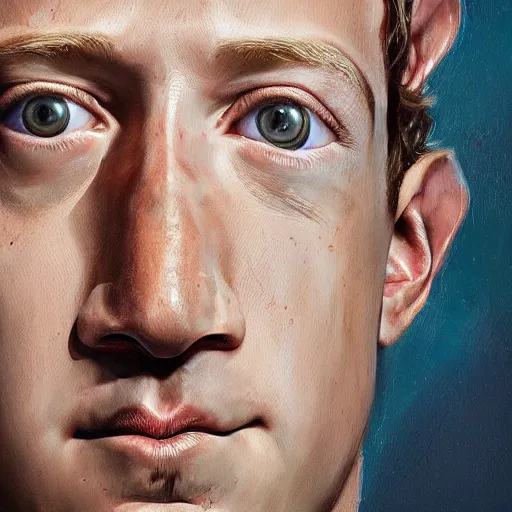 Image similar to mark zuckerberg clawing away his own skin to reveal the monster underneath, an angry artstation painting