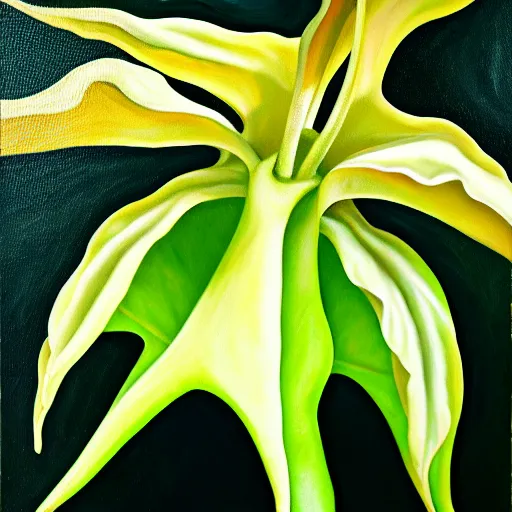 Prompt: oil panting of a brugmansia suaveolens flower