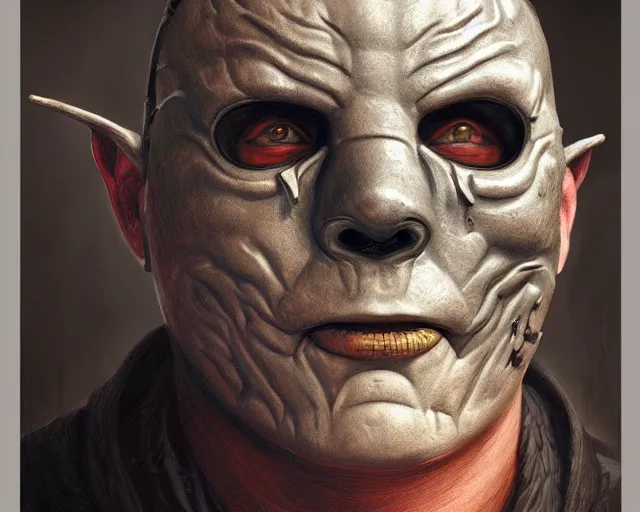 Prompt: portrait of corey taylor slipknot mask, d & d, fantasy, intricate, highly detailed, digital painting, artstation, concept art, matte, sharp focus, illustration, hearthstone, art by artgerm and greg rutkowski and alphonse mucha