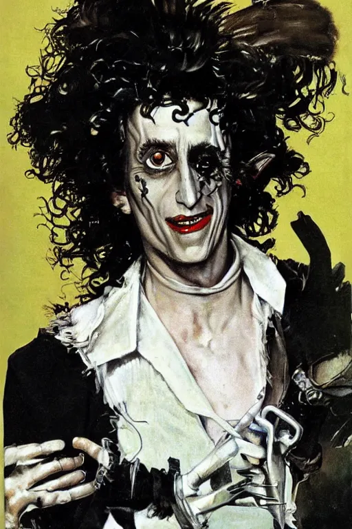 Prompt: edward scissorhands painted by norman rockwell