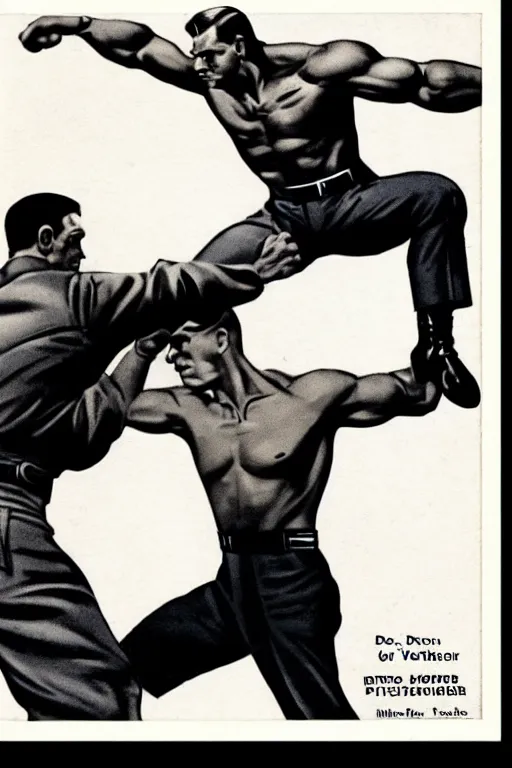 Prompt: vintage photograph of doc savage punching hitler clear detail, photorealistic, hd, 8 k resolution, award winning photo, epic digital art