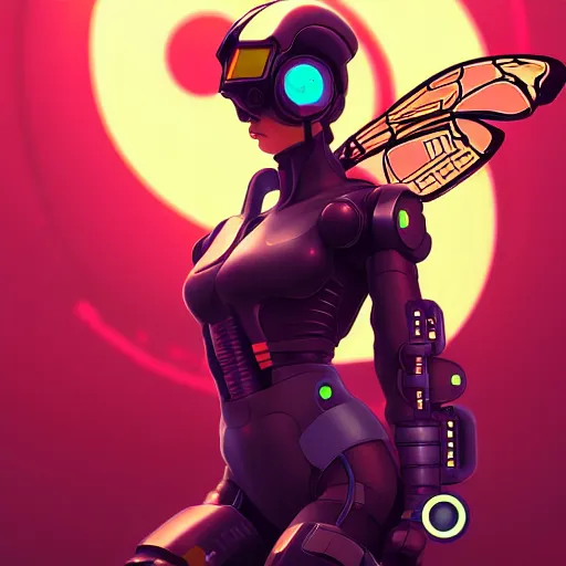 Prompt: a cyberpunk bee, by guweiz and wlop and ilya kuvshinov and artgerm and josan gonzalez, digital art