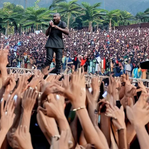 Prompt: kanye west performing at plaza de bolivar in armenia quindio
