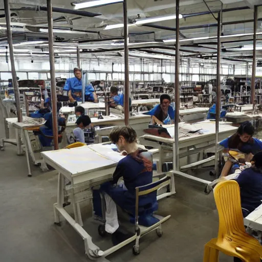 Image similar to lots of young workers slaving in the short factory in drupal