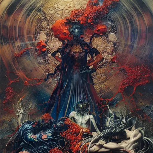 Prompt: realistic detailed image of Action Figures brought to life by Ayami Kojima, Amano, Karol Bak, Greg Hildebrandt, and Mark Brooks, Neo-Gothic, gothic, rich deep colors. Beksinski painting, part by Adrian Ghenie and Gerhard Richter. art by Takato Yamamoto. masterpiece