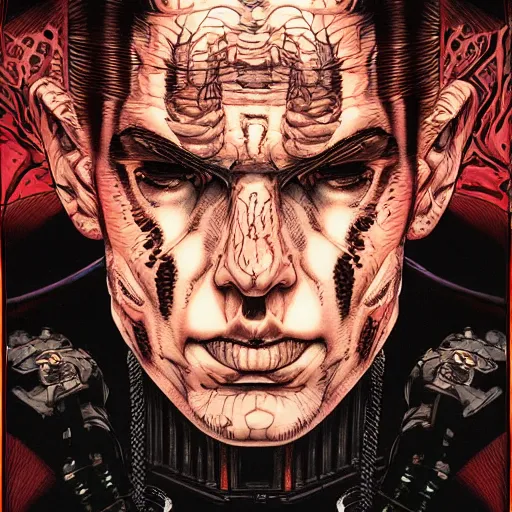 Image similar to portrait of crazy eminem, symmetrical, by yoichi hatakenaka, masamune shirow, josan gonzales and dan mumford, ayami kojima, takato yamamoto, barclay shaw, karol bak, yukito kishiro