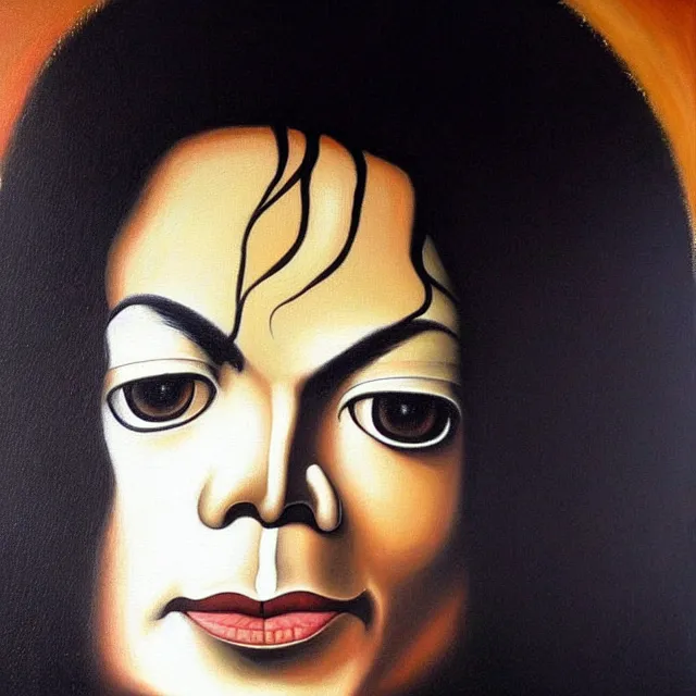 Prompt: a beautiful painting michael jackson face, by leonardo da vinci realistic oil painting