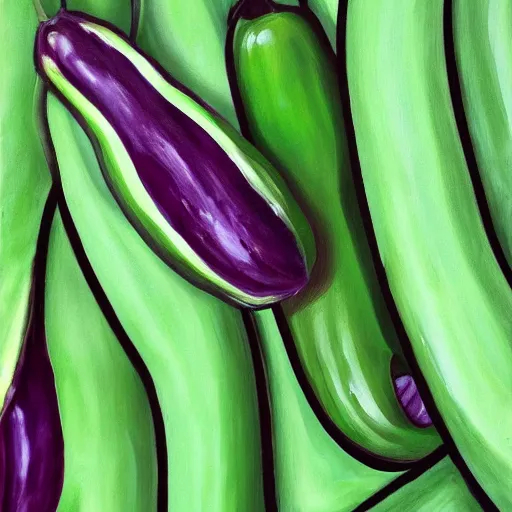 Image similar to detailed painting of green aubergine