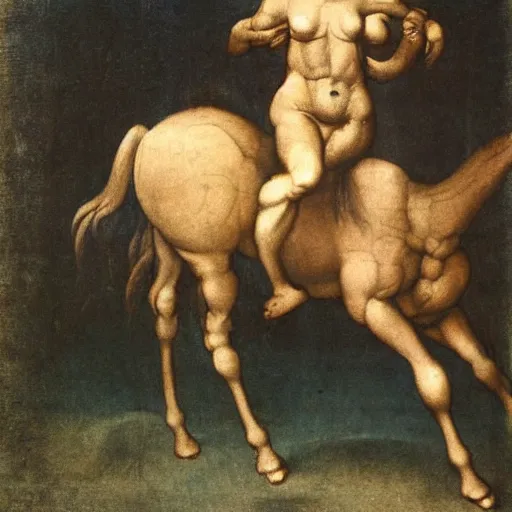 Image similar to a centaur painted by Leonardo da Vinci