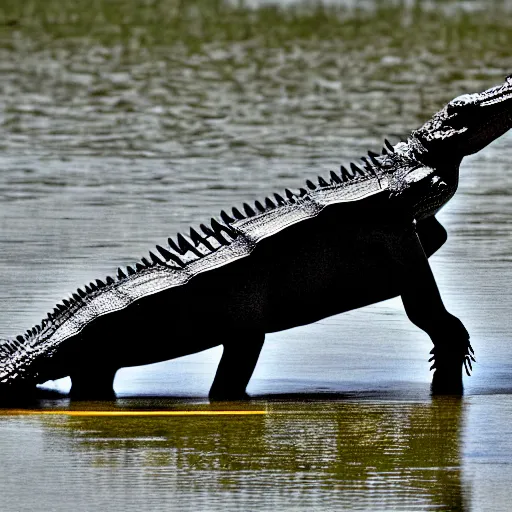 Image similar to Photomorph that fuses a crocodile with a crow