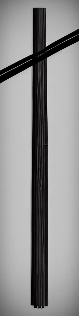 Image similar to picture of a single wooden long straight thin ninja fighting staff, black, weapon, highlight, sci - fi, fantasy, dnd, close shot, bright uniform background, award winning