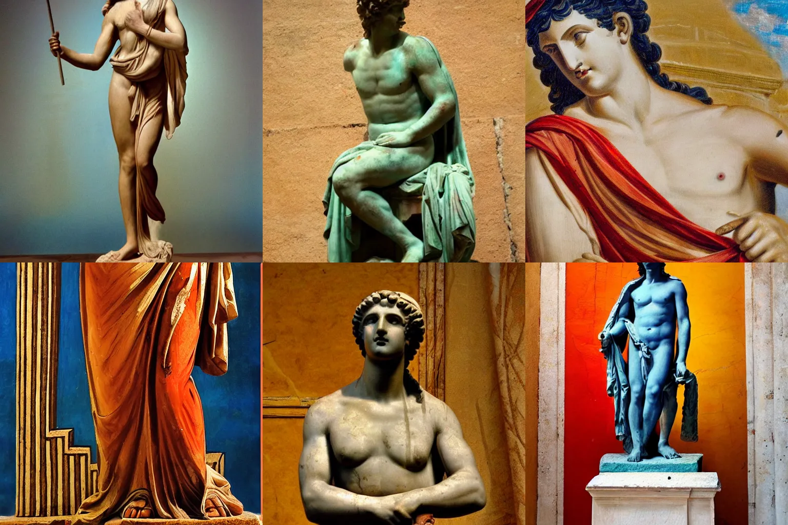 Prompt: a classical greek statue painted colorful