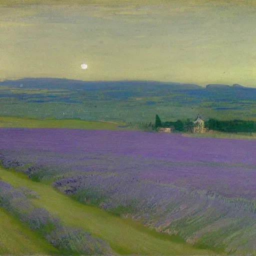 Prompt: painting of lavender field, highly detailed, beautiful lighting by james abbott mcneill whistler