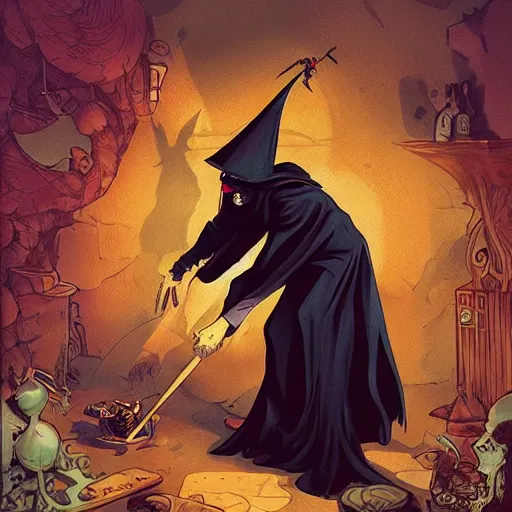 Image similar to a goth witch guy casting spells, by jamie hewlett and artgerm, aesthetic,