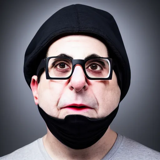 Prompt: kevin mitnick dressed as a robber, modelsociety, radiant skin, huge anime eyes, rtx on, perfect face, directed gaze, intricate, sony a 7 r iv, symmetric balance, polarizing filter, photolab, lightroom, 4 k, dolby vision, photography award