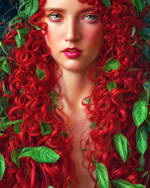 Image similar to portrait of glamor greek persephone | pomegranate | curly hair | orchard background | highly detailed | very intricate | professional model | cinematic lighting | painted by donato giancola and mandy jurgens and charlie bowater | bold colors, artdeco, art deco outrun anime aesthestic, 8 0's nostalgia | featured on artstation