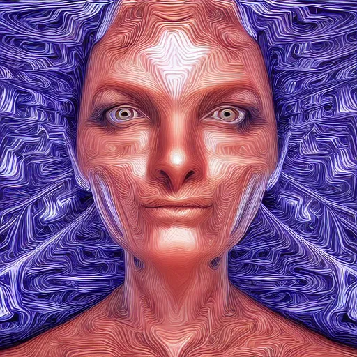 Image similar to Photorealistic image of a woman's portrait from the mandelbulb pattern