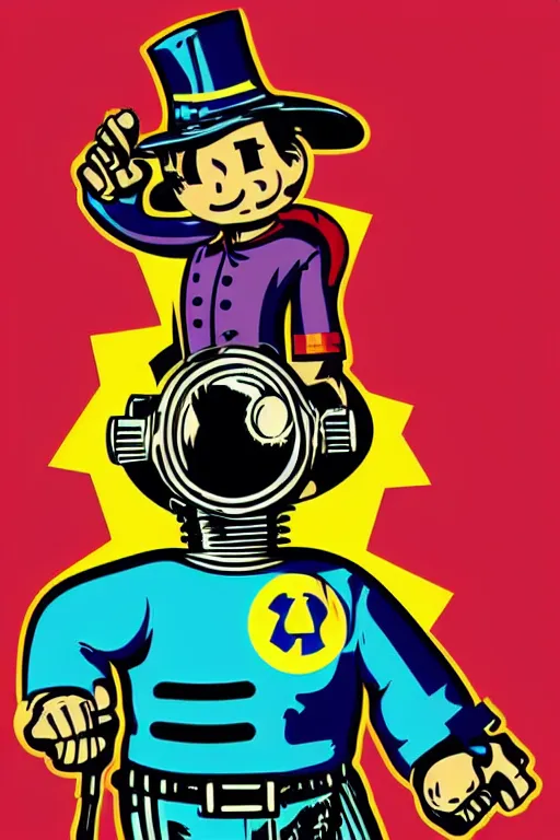 Image similar to fallout 7 6 retro futurist illustration art by butcher billy, sticker, colorful, illustration, highly detailed, simple, smooth and clean vector curves, no jagged lines, vector art, smooth andy warhol style