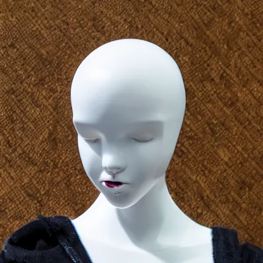 Prompt: close up of a plastic white mannequin