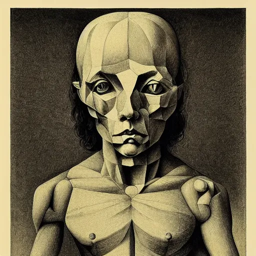 Image similar to lithography on paper artifact conceptual figurative post - morden monumental dynamic portrait by goya and escher and hogarth, illusion surreal art, highly conceptual figurative art, intricate detailed illustration, controversial poster art, polish poster art, geometrical drawings, no blur