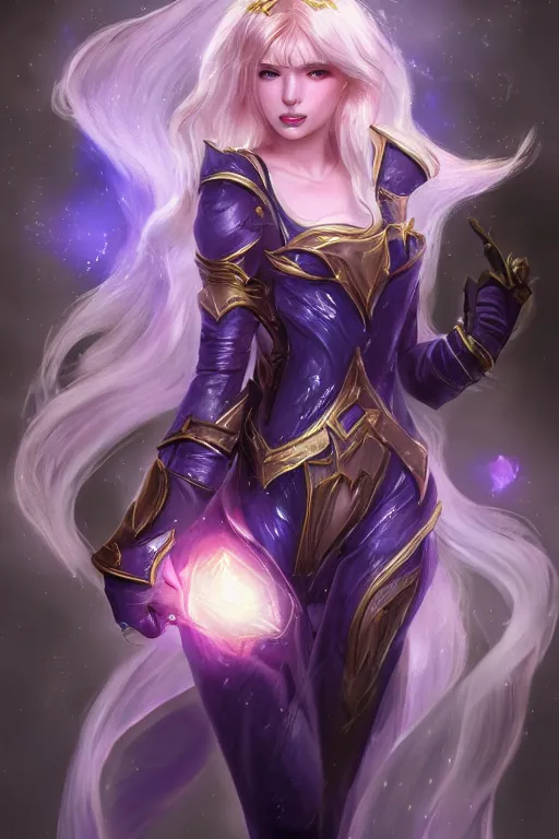 Image similar to portrait of lux from league of legends, wielding light magic, photorealistic fantasy castle city, full body, powerful, fantasy, intricate, elegant, highly detailed, digital painting, artstation, concept art, sharp focus, illustration, art by irina french