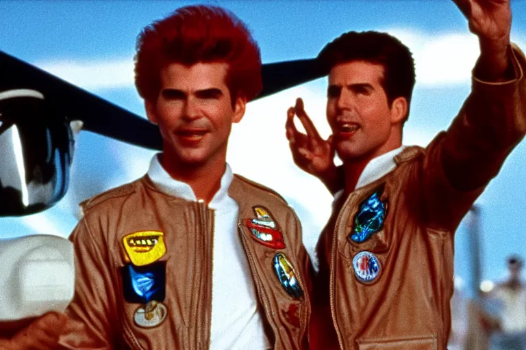 Image similar to ronald mcdonald in top gun ( 1 9 8 6 ), cinematic lighting, high contrast, 4 k hdr imax cinematography