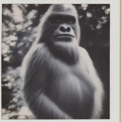 Prompt: polaroid photo of bigfoot, female, barrette