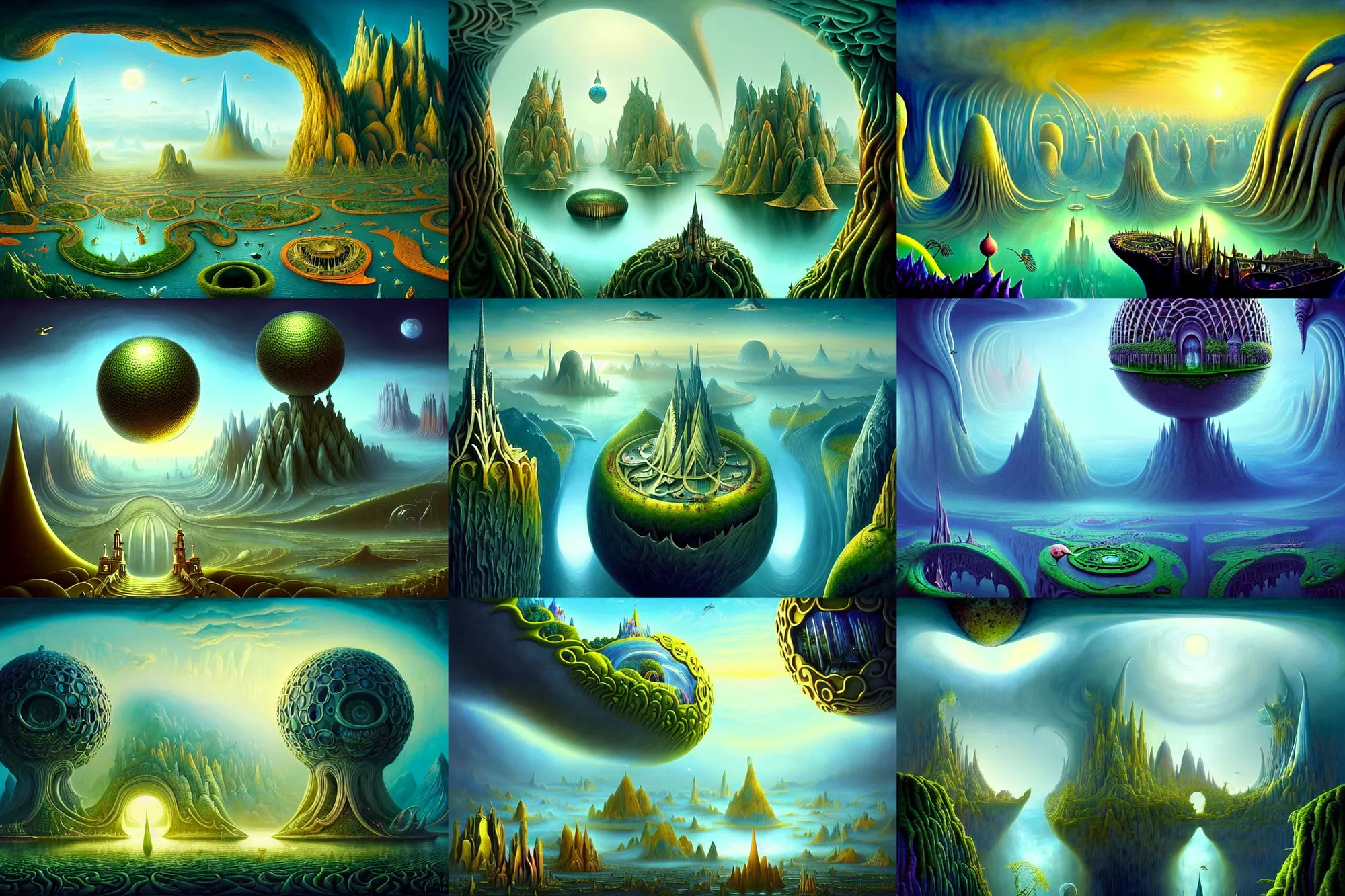 Image similar to a beautiful epic stunning amazing and insanely detailed matte painting of alien dream worlds with surreal architecture designed by Heironymous Bosch, mega structures inspired by Heironymous Bosch's Garden of Earthly Delights, vast surreal landscape and horizon by Cyril Rolando and Andrew Ferez, rich pastel color palette, masterpiece!!, grand!, imaginative!!!, whimsical!!, epic scale, intricate details, sense of awe, elite, fantasy realism, complex composition, 4k post processing