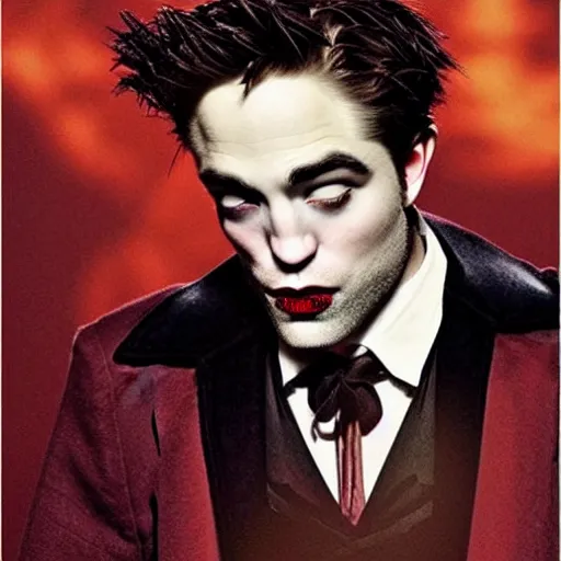 Prompt: Robert Pattinson as Dracula, 1930s film