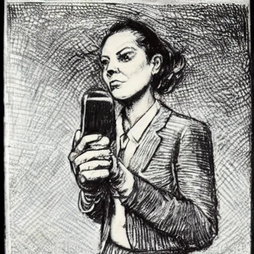 Image similar to A conceptual art. A rip in spacetime. Did this device in her hand open a portal to another dimension or reality?! by Reginald Marsh, by Tony Conrad defined, exciting