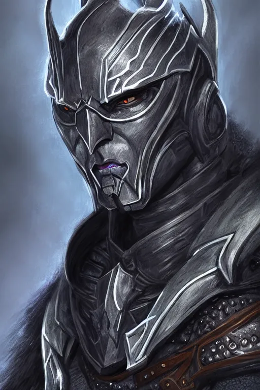 Image similar to head and shoulders portrait of an eldrich knight, drow, dark elf, shadar kai, armored, magical, male, high fantasy, d & d, by alexandre chaudret, face details, extremely detailed, digital illustration