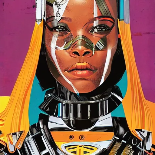 Image similar to portrait of a zulu female android, by MARVEL comics and Sandra Chevrier
