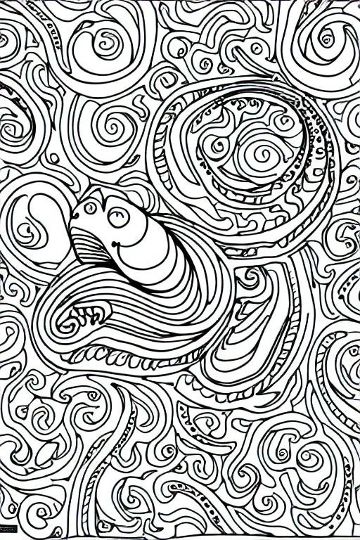 Prompt: chameleon ornaments fractal ink drawing line art colouring page vector art