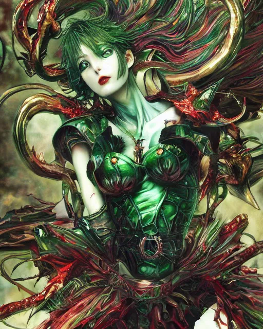 Image similar to green dancing devil, 3 d illustration, by ayami kojima, by yoshiyuki sadamoto, hd, hyper detailed, 4 k, sharp focus, 8 k, ultra realistic,