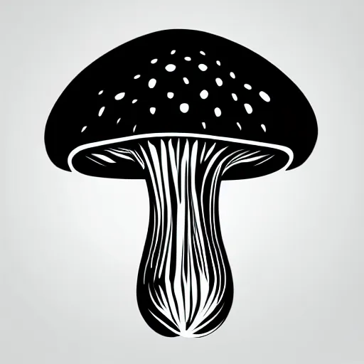 Image similar to flat black vector silhouette of a mushroom, pure white background, 4 k resolution