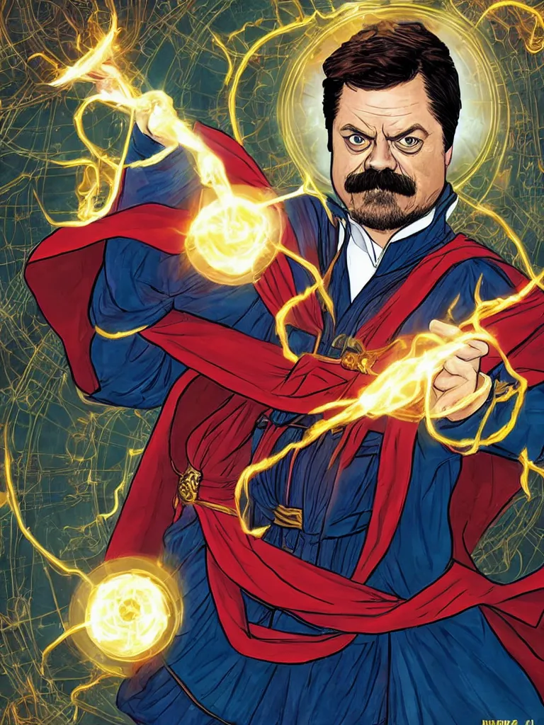 Prompt: Ron Swanson as Doctor Strange