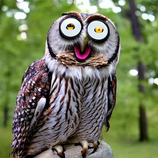 Image similar to a crazy owl freaking out
