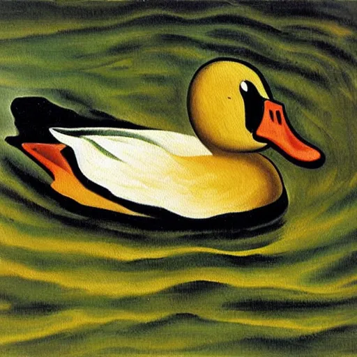 Prompt: a duck on the prowl oil painting francis picabia