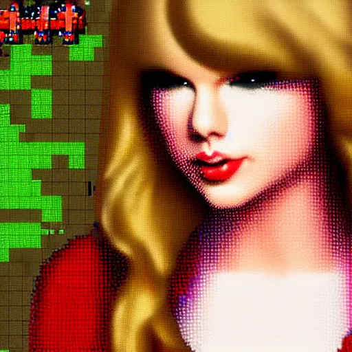 Image similar to portrait of taylor swift, 8 - bit pixel art, video game stardew valley