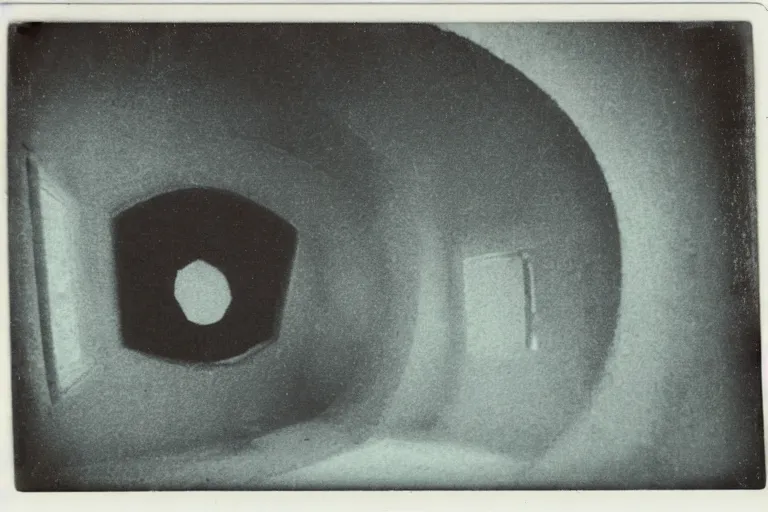 Image similar to old polaroid of an weird portal to another dimension